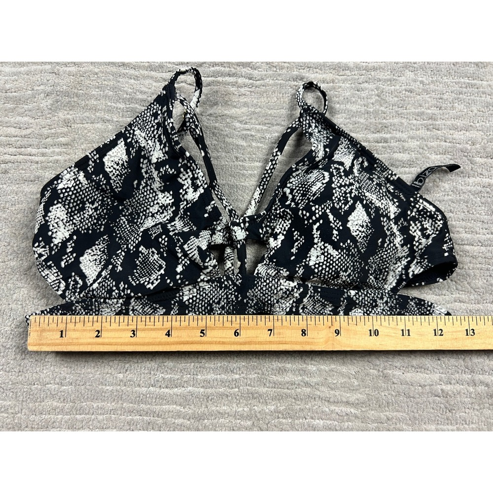 Ibiza Swimwear Bikini Top Womens Small Black White Snakeskin Strappy Caged Print - Picture 6 of 8